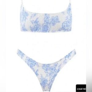 Triangl blue and cream floral bikini set